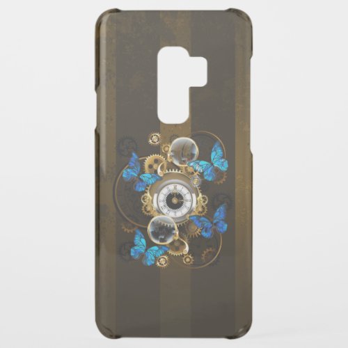Steampunk Gears and Blue Butterflies Uncommon Samsung Galaxy S9 Plus Case