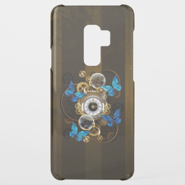 Steampunk Gears and Blue Butterflies Uncommon Samsung Galaxy Case (Back)