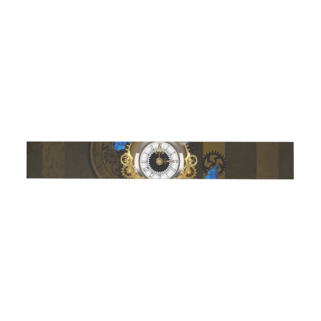 Steampunk Gears and Blue Butterflies Wrap Around Address Label (Individual)