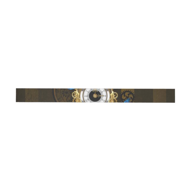 Steampunk Gears and Blue Butterflies Wrap Around Label (Individual)