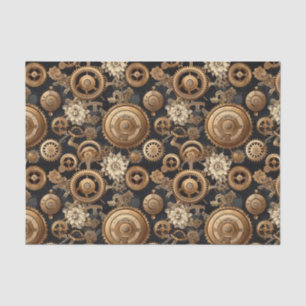Steampunk gears and flowers pattern tissue paper