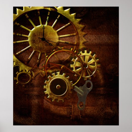 Steampunk Gears and Pipes Poster