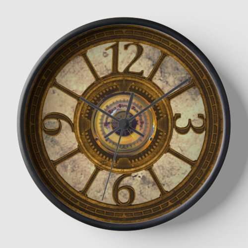 Steampunk Gears _ Brass _ Round Wall Clock