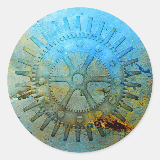 Steampunk Gears Classic Round Sticker (Front)