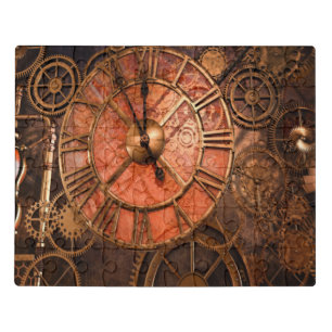 Steampunk Gears Clock Jigsaw Puzzle