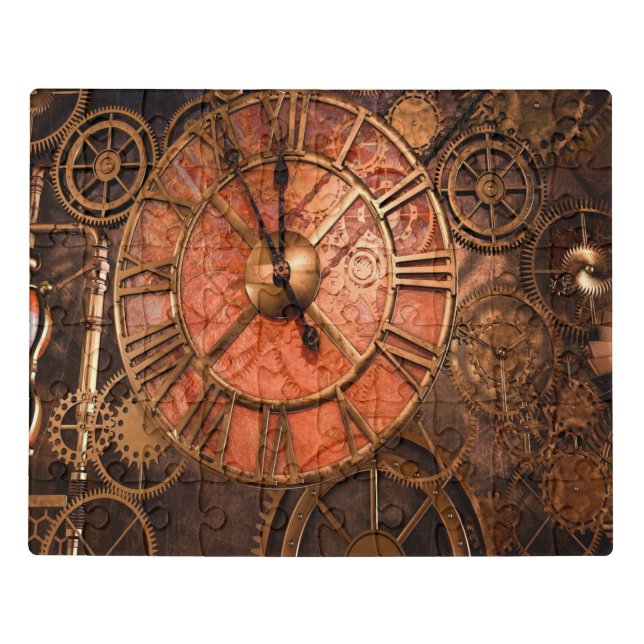 Steampunk Gears Clock Jigsaw Puzzle (Puzzle Horizontal)