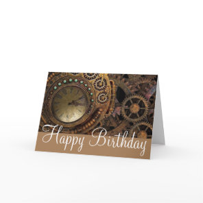 Steampunk Gears & Cogs Birthday Card