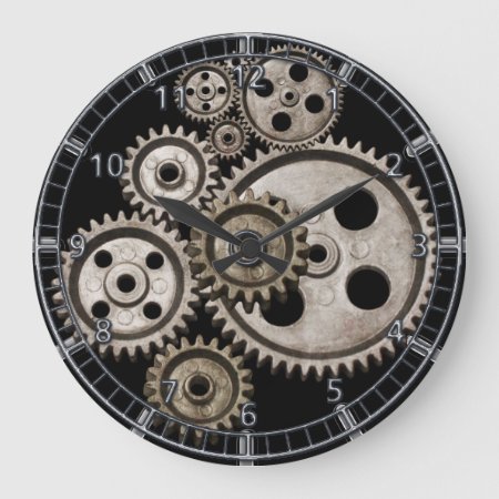 Steampunk Gears Cogs Engine Metal Machine Clock