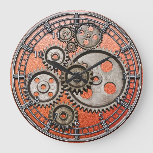 steampunk gears cogs engine vintage machine clock (Front)