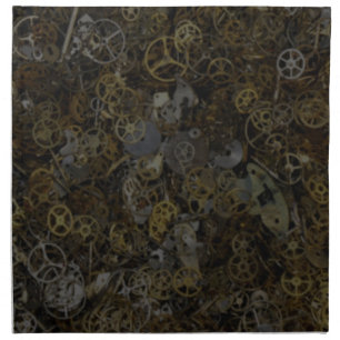Steampunk gears, cogs, watch parts pattern print napkin