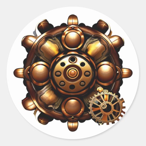 Steampunk Gears Copper and Gold Metal Classic Round Sticker