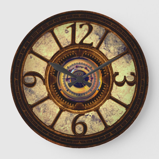 Steampunk Gears - Copper - Round Wall Clock (Front)