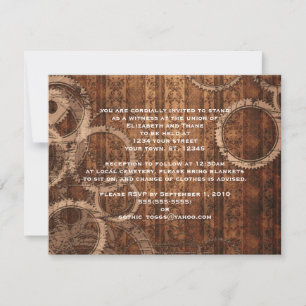 Steampunk Gears Damask Striped Goth Invitation
