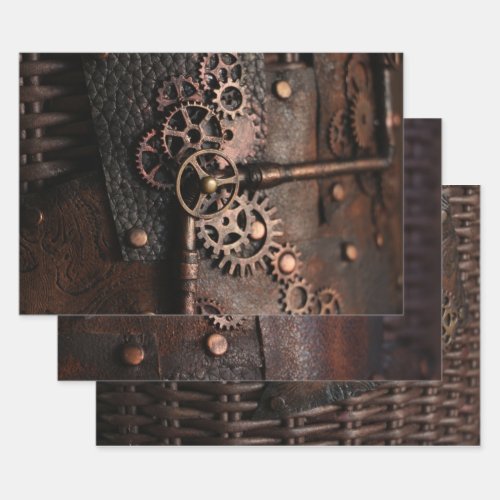 Steampunk Gears Decoupage Wrapping Paper Sheets