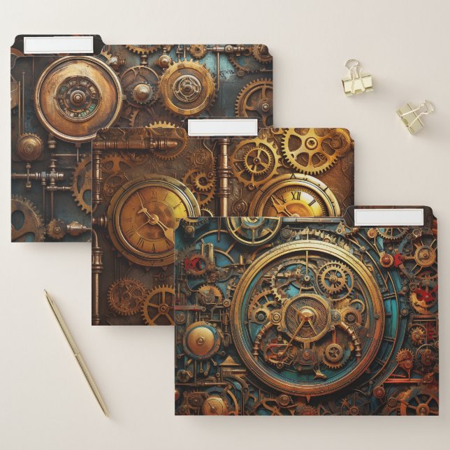 Steampunk Gears Folders (3 Set) (Set)