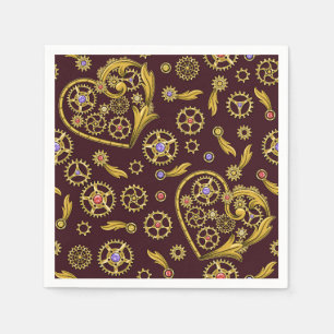 Steampunk Gears Heart Napkins