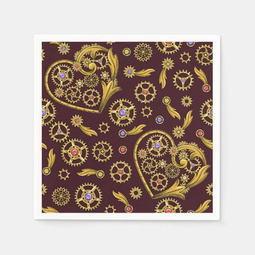 Steampunk Gears Heart Napkins