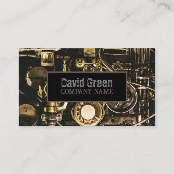 Steampunk Gears Industrial Contractor Mechanic  Business Card by heresmIcard at Zazzle