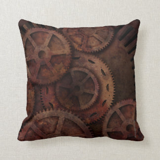 Steampunk Gears Industrial Fashion Throw Pillow