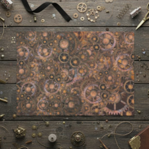 Steampunk Gears Industrial Vintage Rusted Tissue Paper