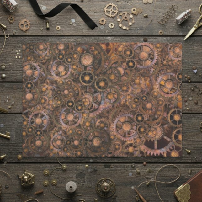 Steampunk Gears Industrial Vintage Rusted Tissue Paper (Creator Uploaded)