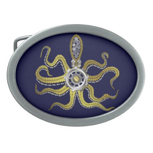 Steampunk Gears Octopus Kraken Belt Buckle