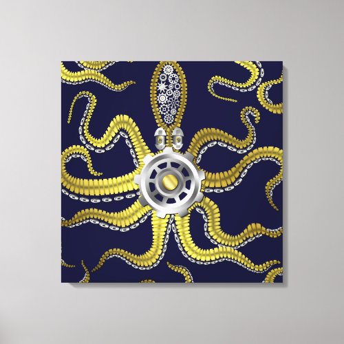 Steampunk Gears Octopus Kraken Canvas Print