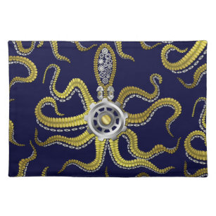 Steampunk Gears Octopus Kraken Cloth Placemat