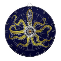 Steampunk Gears Octopus Kraken Dartboard With Darts