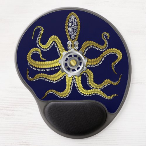 Steampunk Gears Octopus Kraken Gel Mouse Pad