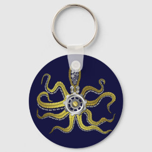 Steampunk Gears Octopus Kraken Keychain