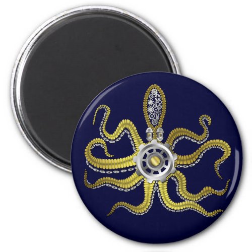 Steampunk Gears Octopus Kraken Magnet