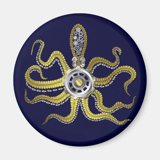 Steampunk Gears Octopus Kraken Magnet (Front)