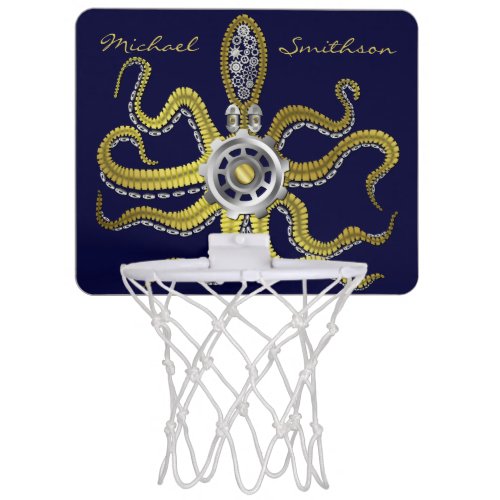 Steampunk Gears Octopus Kraken Mini Basketball Hoop