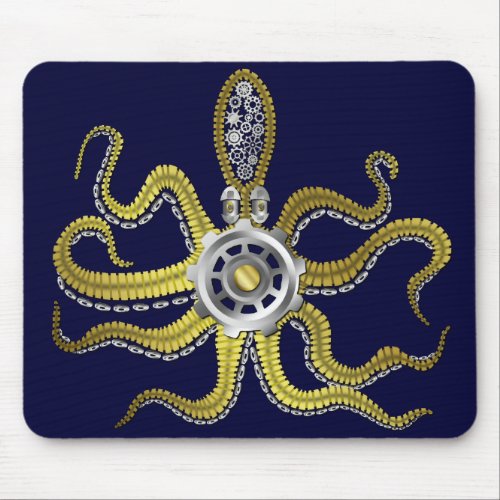 Steampunk Gears Octopus Kraken Mouse Pad