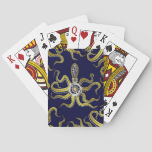 Steampunk Gears Octopus Kraken Poker Cards