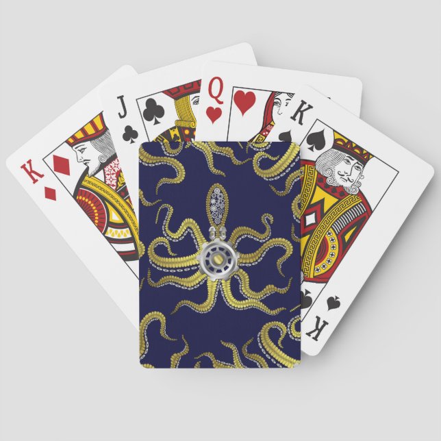 Steampunk Gears Octopus Kraken Poker Cards (Back)