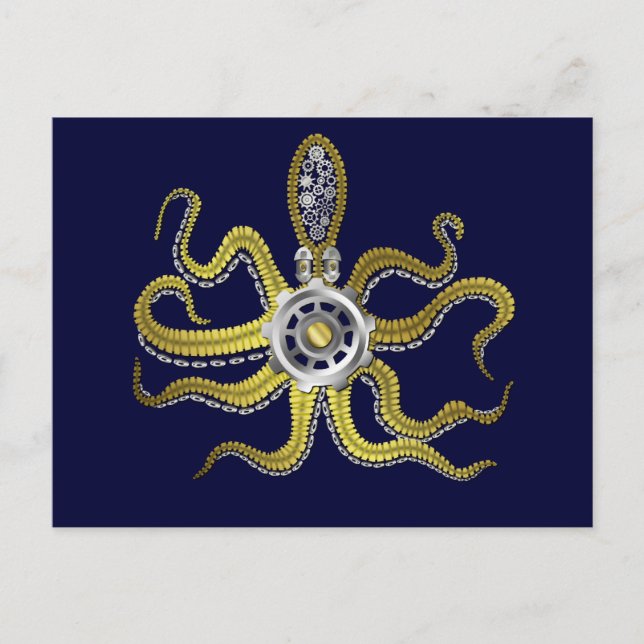 Steampunk Gears Octopus Kraken Postcard (Front)