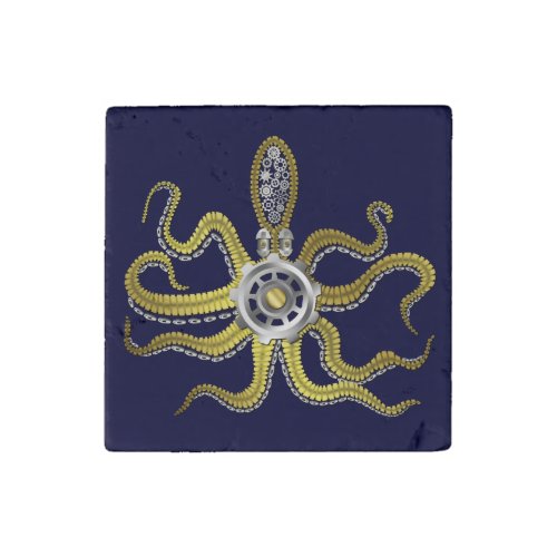 Steampunk Gears Octopus Kraken Stone Magnet