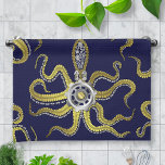Steampunk Gears Octopus Kraken Towel<br><div class="desc">This tentacled steampunk sea monster has eight wire-like gold appendages, a central silver gear and plenty of gears and bolts making up its head, eyes and suction cups. It's a robot octopus / kraken, a metal machine monster for anyone who likes geeky science-fiction / fantasy creatures. Dark-blue background color is...</div>