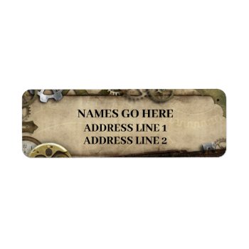 Steampunk Gears Return Address Label by paper_robot at Zazzle