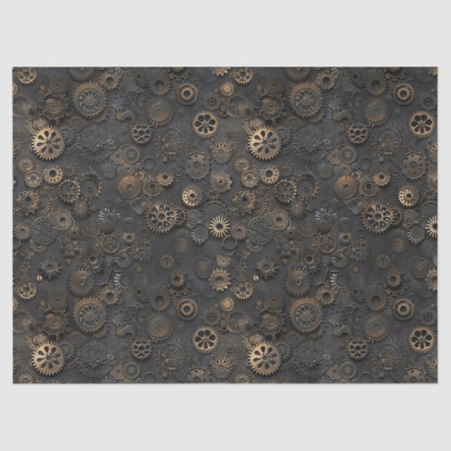 Steampunk Gears, Rusty Metal Pattern for Decoupage Tissue Paper (Front)