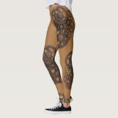 Steampunk Brown Black Stripes Leggings, Zazzle