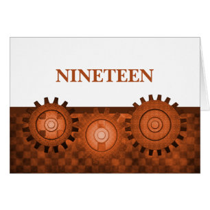 Steampunk Gears Table Number Card, Orange