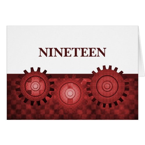 Steampunk Gears Table Number Card Red