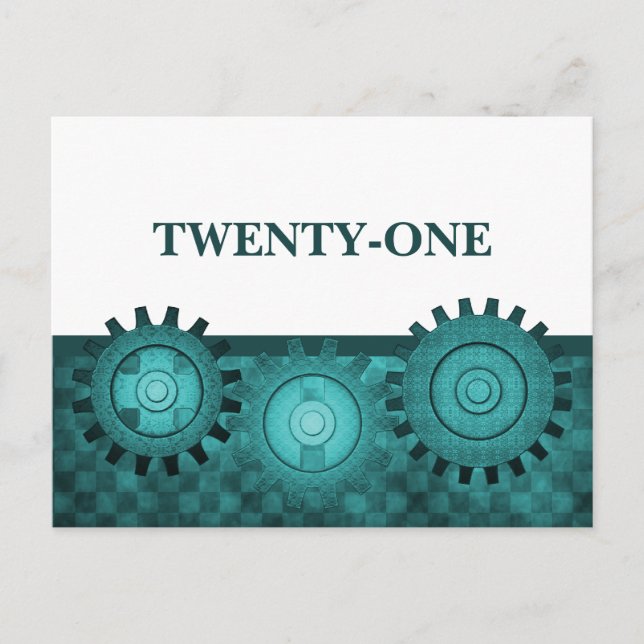 Steampunk Gears Table Postcard, Teal Postcard (Front)