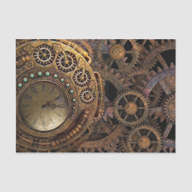 Steampunk Gears Time Machine Tissue Paper (Front)