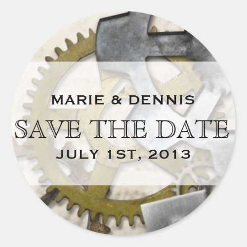 Steampunk Gears Victorian Save the Date Stickers
