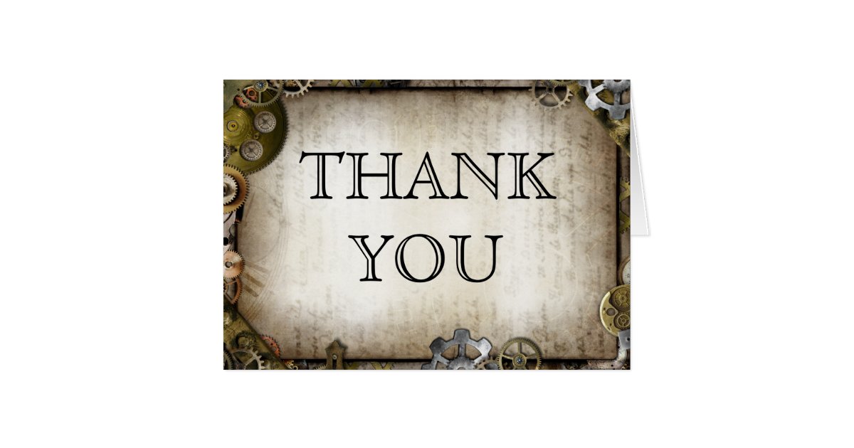 Steampunk Gears Victorian Thank You Cards Zazzle Com