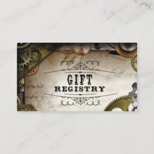 Steampunk Gears Victorian Wedding Registry Cards Business Card
